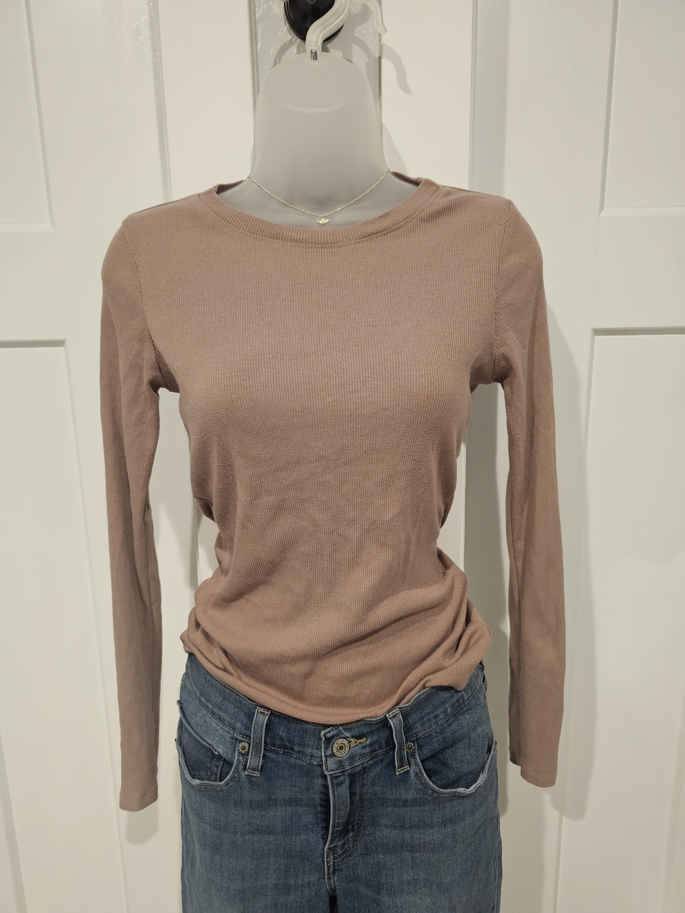 Bozzolo Long-Sleeve Ribbed Top in Dusty Rose